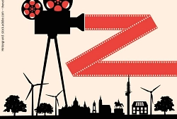 Eine Grafik zeigt einen Videoprojektor und eine Skyline der Region Hannover