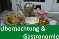 Verlinkung Übernachtung & Gastronomie Tablett mit Kaffee und Gebäck auf Gartentisch. Verlinkung zur Internetseite Übernachtung und Gastronomie © Tourismus-Service Wennigsen
