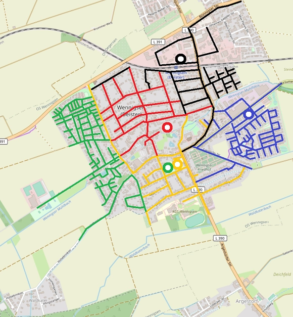 Übersicht der Wahlbezirke in Wennigsen © © OpenStreetMap-Mitwirkende